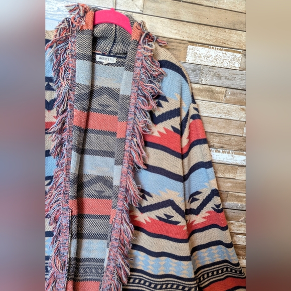 Margeaux & Ellie Aztec Fringed Cardigan Sweater - Picture 5 of 16
